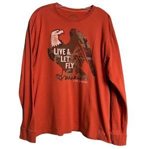 Life Is Good Orange American Eagle Live And Let Fly Long Sleeve T Shirt Sz L